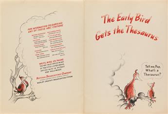 DR. SEUSS [THEODOR GEISEL]. Group of 4 color lithographed posters created for NBC Radio in the early 1930s.
